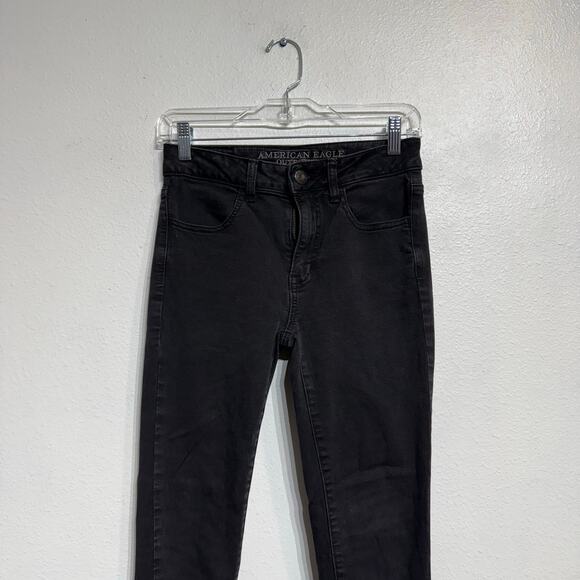 American Eagle Black Super Super Stretch Hi Rise Jeggings Jeans Sz 2 - Picture 3 of 14